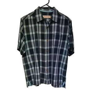Tommy Bahama 100% Silk Plaid Shirt Mens Size Medium